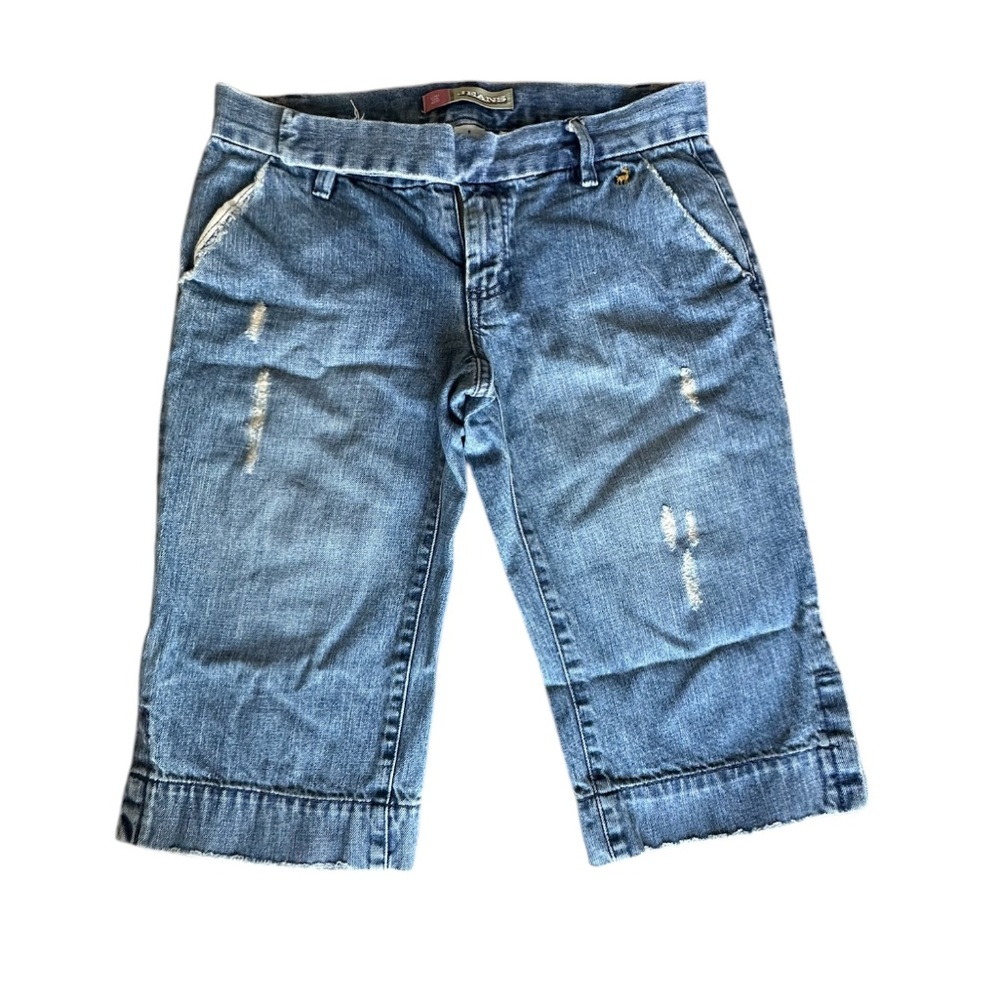 Retro Old Navy Ultra Low Waist Distressed Denim Bermudas Size 6